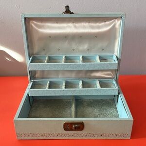 Sweet Smaller Vintage Blue Jewelry Box